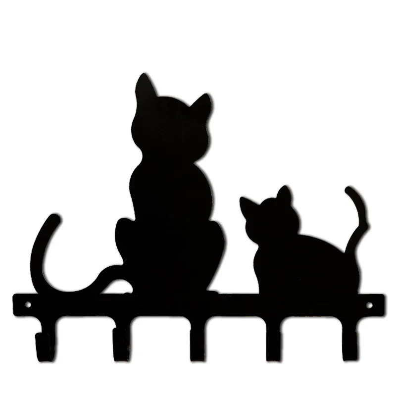 Plieno juoda katė klavišą pakaba raktų pakabukas sienos klavišą sienos