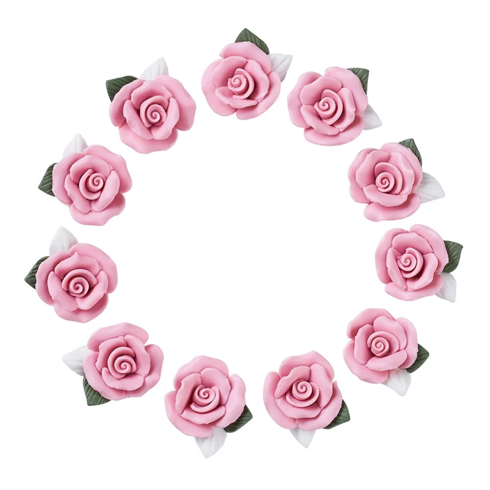 20pcs Rankų darbo Porceliano Cabochons Kinija Molio Granulės Rose Pink Gėlių Papuošalai Priedai, Reikmenys Padaryti Išvadas 23-25mm