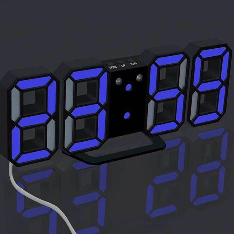 24/12 Valandų Rodymo Žiūrėti Signalizacijos LED Skaitmeninis Laikrodis Sienos Kabo 3D Stalo Laikrodis Kalendorius Temperatūra Reguliuojamas Ekrano Ryškumas