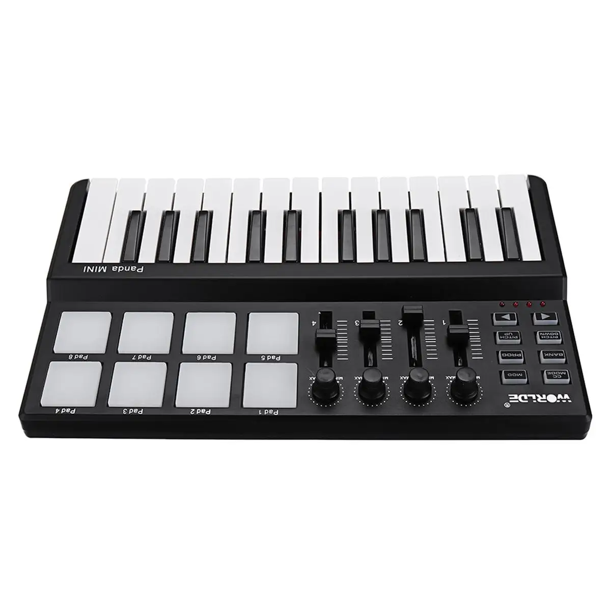 Worlde Panda mini Nešiojamas Mini 25-Key Keyboard USB ir Drum Pad MIDI Valdiklis Profesionalūs Muzikos Instrumentai, Juoda Spalva