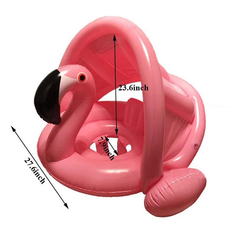 Pripučiami kūdikių Flamingo Swan Baseinas Plaukti su skėtį nuo saulės Važiuoti-Dėl Plaukimo Žiedas Saugiai Sėdynės Vandens Žaislai Kūdikiams Ratas Skirtas Kūdikiams 0-4T
