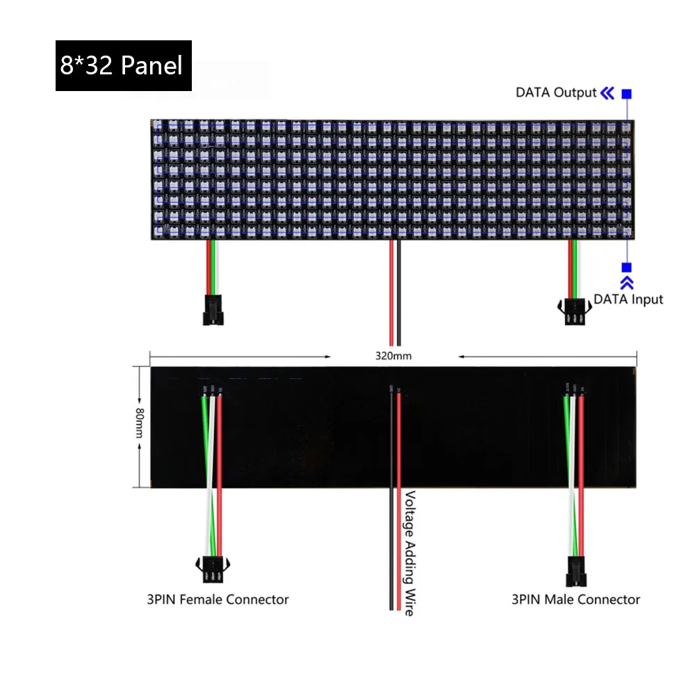 WS2812B Skaitmeninis LED Lanksti Individualiai Adresuojamo Skydelio Šviesos WS2812 8*8 16*16 8*32 Pxiels Modulis, Matricos Ekrano DC5V