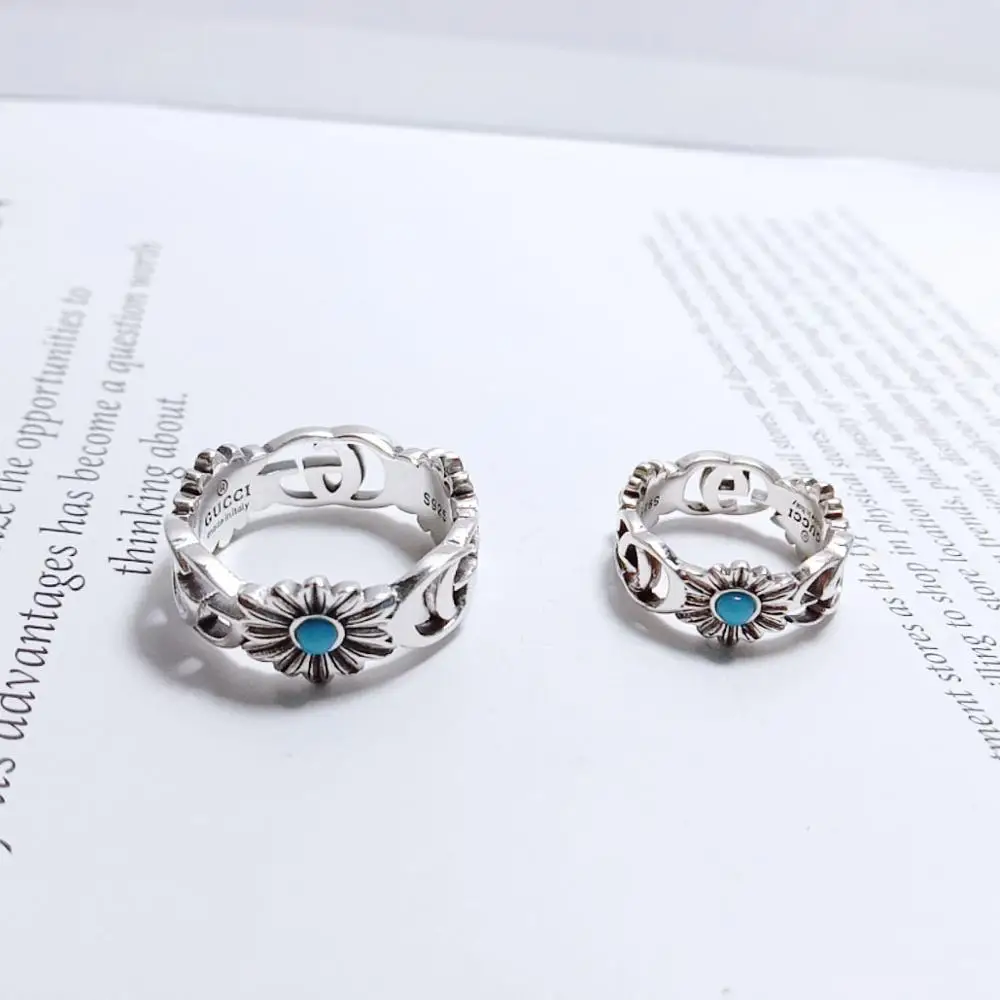 Ramunės žiedas moterų mados asmenybės gėlių paprasta 925 sterlingas sidabro ju raudona banga prekės papuošalai Tianzhe papuošalai 2020 naujas kostiumas