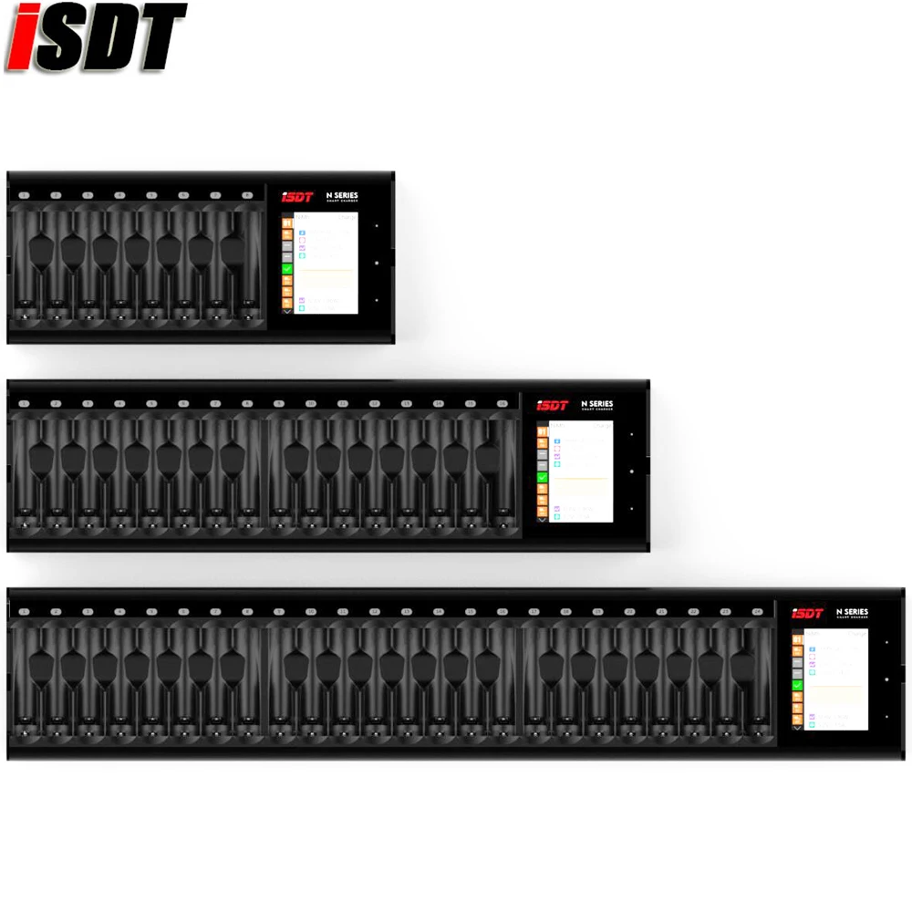 ISDT N8 N16 N24 5-12V AA/AAA Baterijos Multi-Kanalo Greitas Įkroviklis su 2.4 colių Spalvotas IPS LCD Jutiklinis Ekranas Micro USB