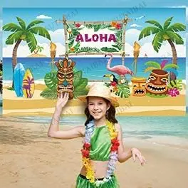 Vasaros Atogrąžų Burlenčių Fone Smėlio Paplūdimys, Banglentės Fone Fotografijos Havajai Gimtadienio Dekoro Atveju Kūdikis Reklama