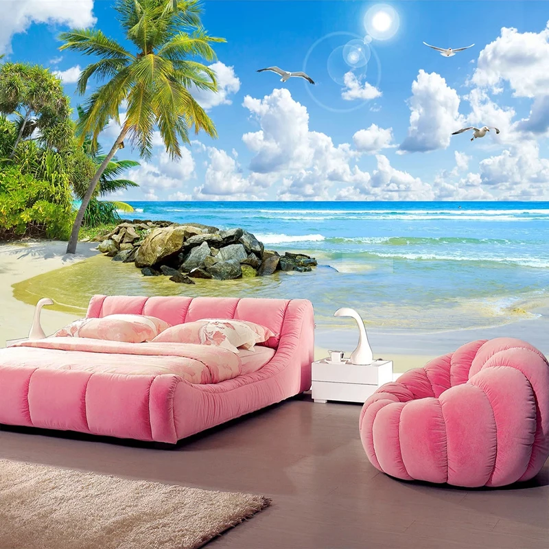 Pasirinktinius Nuotraukų Foną Miegamajame Sienos 3D Marina Beach Sienų Freskomis Gyvenamasis Kambarys su Sofa-lova, TV Foną, Namų Puošybai Didelės Freskos