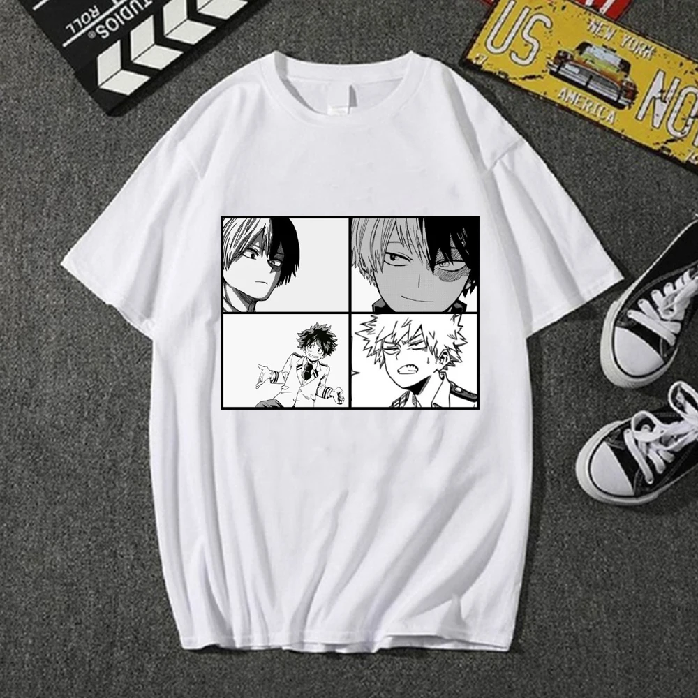 Mano Herojus akademinės bendruomenės Anime Juokinga T-shirt Boku No Herojus akademinės bendruomenės Tees Manga Todoroki Bakugou Marškinėliai
