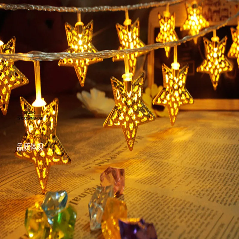 Golden Star LED String Žibintai 5m 20 Led Kalėdų Šalis, Dekoratyvinis Apšvietimas, Lempos, Uždaras Miegamasis Pasakų Žibintai
