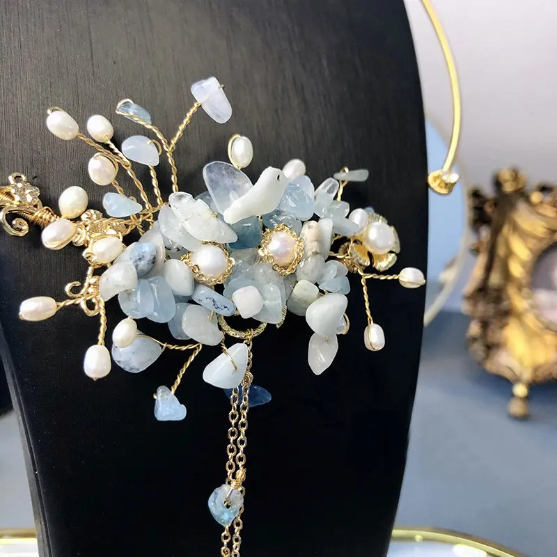 SINZRY prabangūs papuošalai asmenybės gamtos blue stone gėlavandenių perlų kūrybos kutas chokers karoliai juosta Moterims