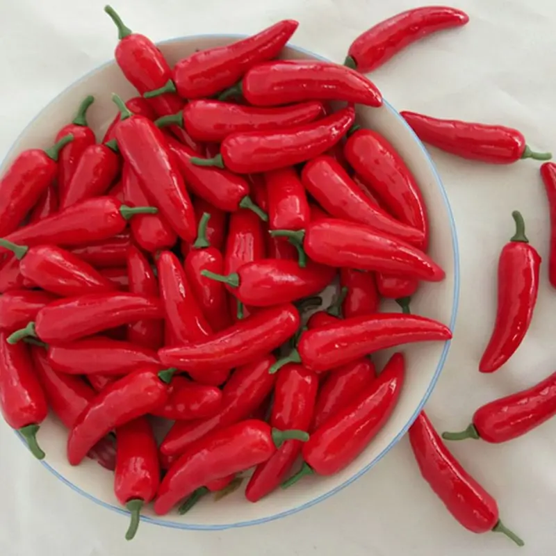 100vnt Realus Gyvas Dirbtinių Raudonųjų Pipirų Hot Chili Modeliavimas Netikras Daržovių Ekranas pradinis Šalies Virtuvės Puošmena