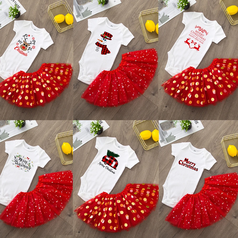 Linksmų Kalėdų Baby Girl Šalis Suknelė Raudonos spalvos Tutu Tortas Komplektai Kūdikiams, Suknelės, Kūdikių Mergaitės Krikšto Drabužius 0-24M Lašas Laivas