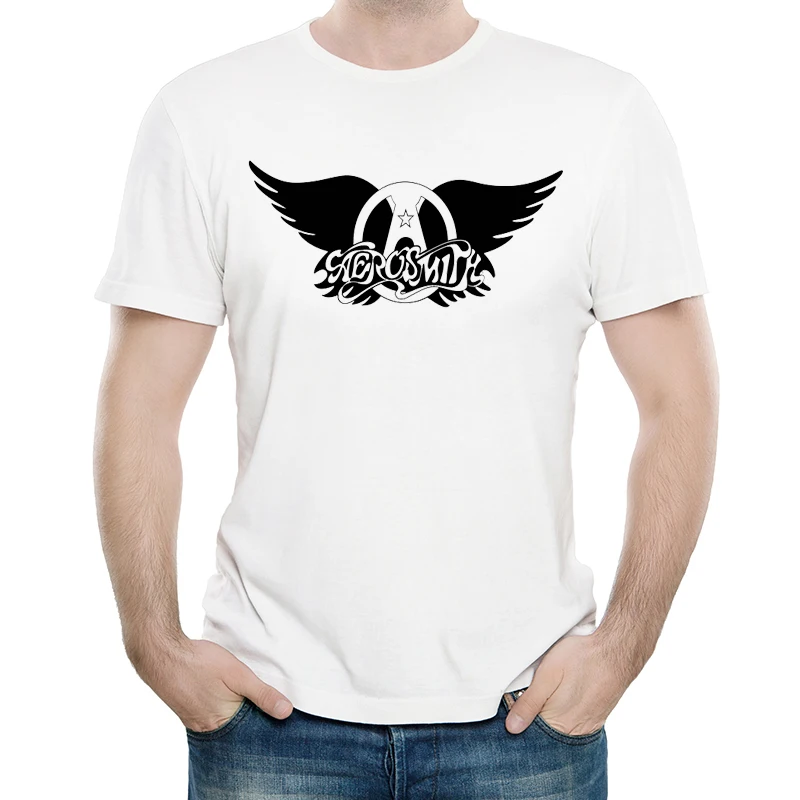 Aerosmith Marškinėliai Baltos Spalvos Vyriškos Mados Spausdinti Trumpas Rankovės Aerosmith Logotipas marškinėliai Topai Tees Juostos marškinėlius (T-shirt