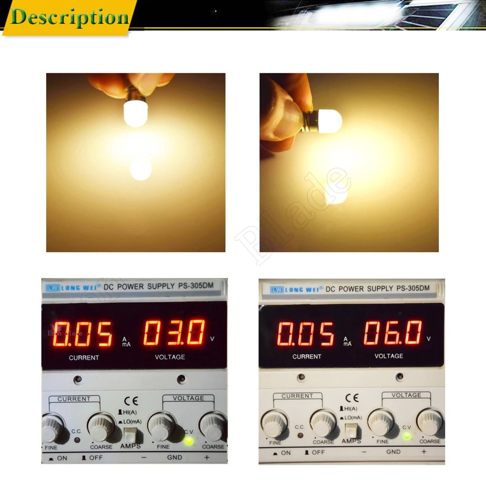 10vnt Lemputė LED Lemputė 3V 6 V DC Įspėjamasis Signalas Šviesa 4300K Šiltai Balta ŠMM E10 1447 Bazės Varžtas Fakelas Dviratis Dviračio Žibintuvėlis