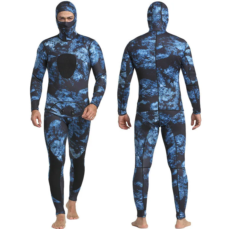 Kamufliažas povandeninės medžioklės Scuba Wetsuit 1,5 mm neopreno vyriški dviejų dalių nardymo kostiumas banglentės, snorkeling žiemą šilumos maudymosi kostiumėlį