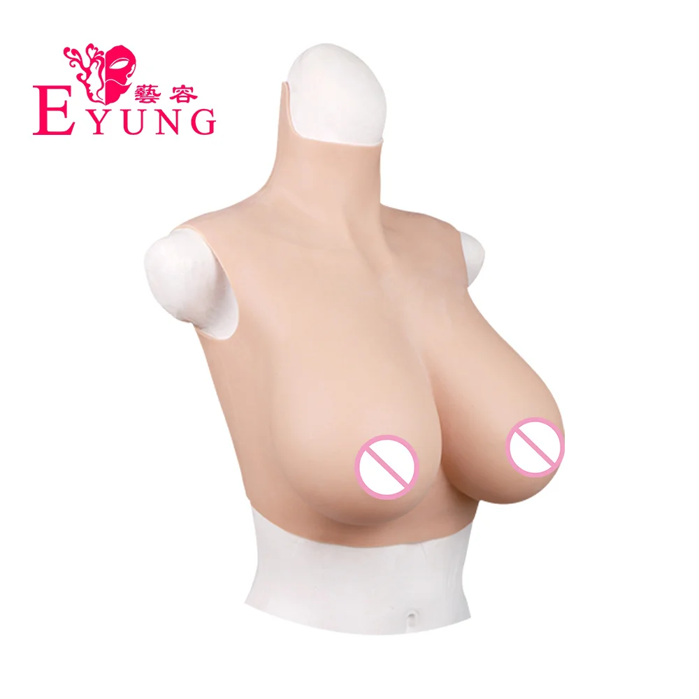 Eyung Aukštos Apykaklės, Silikoninių Krūtų Formos Fake Boobs Breastplate Už Crossdresser Drag queen