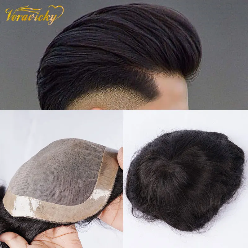 Vyriški Toupee Plaukų Mono su PU Patvarus, Perukai Vyrams, Europos Remy Human Hair Pakeitimo Sistemų Hairpiece 10x8inch Plaukų Gabalai
