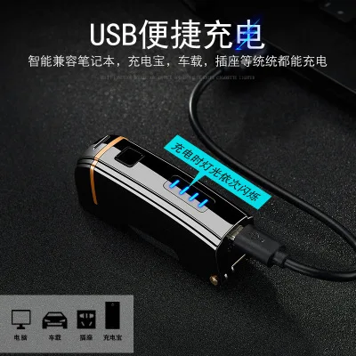 USB įkrovimo multi-funkcija dvigubo kampo žiebtuvėlis, nešiojamų cinko lydinio lengvesni, lankstymo įrankis, nemokamas pristatymas