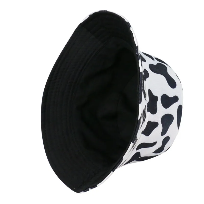 2020 Mados Grįžtamasis Juoda Balta Karvė Modelis Kibirą Skrybėlės Žvejys Kepurės Moterims Gorras