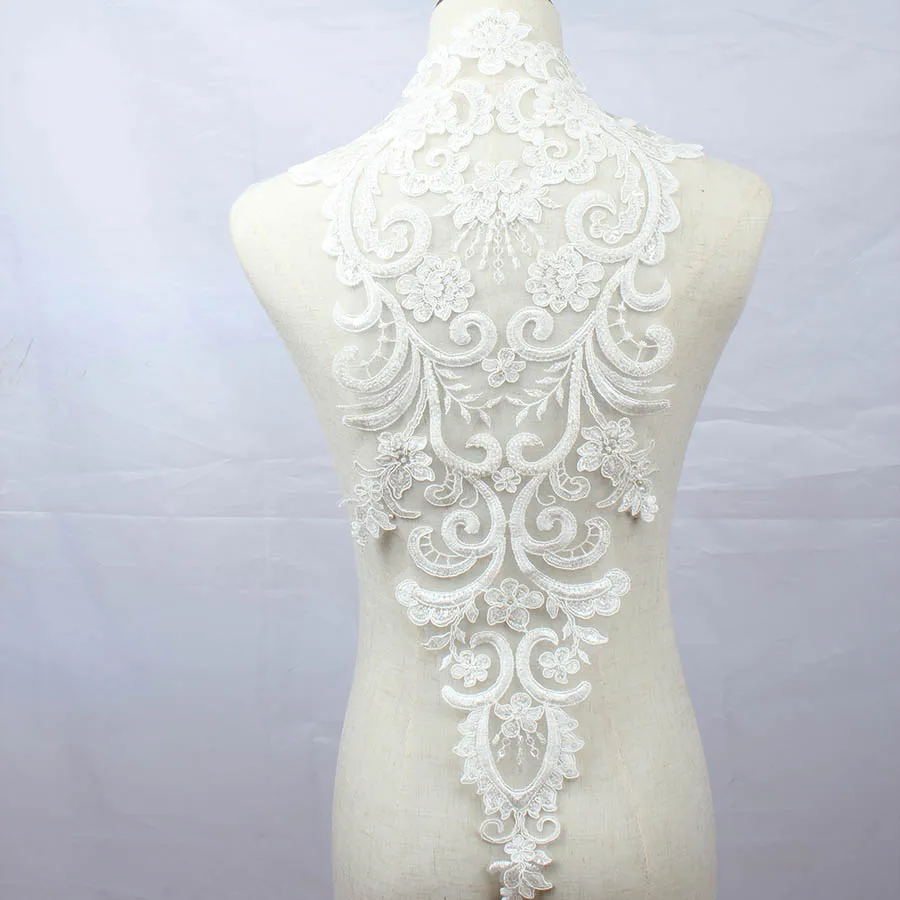 1 vnt Balto Super Didelių Prabangių Nėrinių Appliques Dramblio kaulo Išskirtinį Vestuvių Suknelė Išaugo Nuotakos 