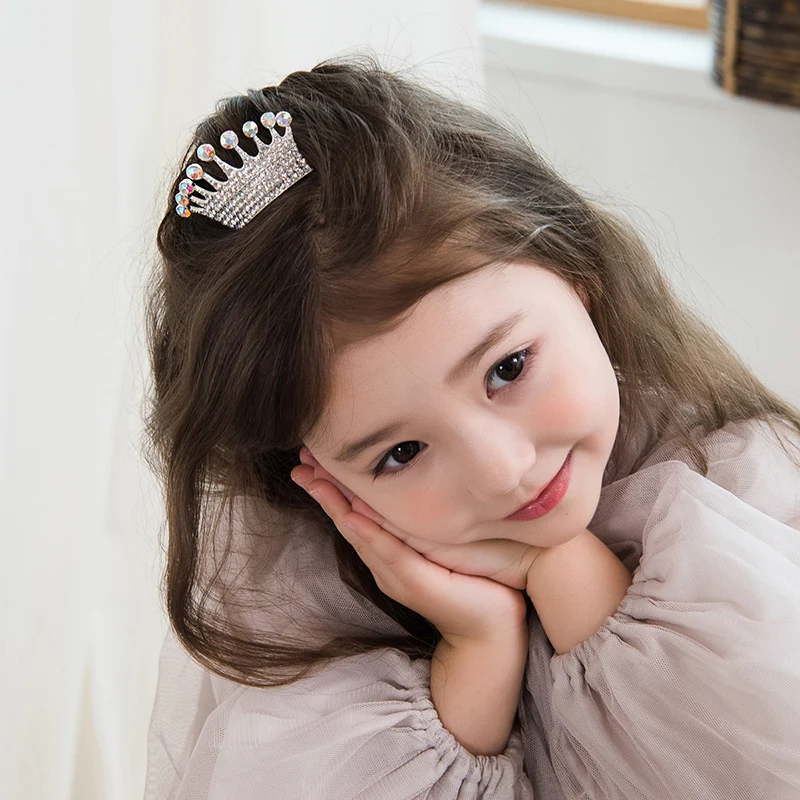 CHIMERA Vaikų Blizga Vainikėliai Mielas Lydinio Crystal Crown Princess Tiara Šukos Įrašus Mergaitėms Vestuvių, Gimtadienio Prom Plaukų Aksesuarai