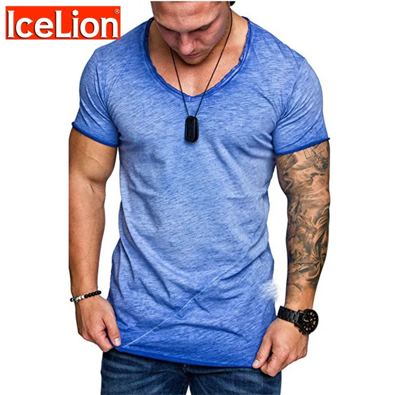 IceLion 2021 Naujas Vasaros marškinėliai Vyrams Palaipsniui vientisos Spalvos O-Kaklo vyriški marškinėliai Atsitiktinis JAV Dydis-trumpomis Rankovėmis Tees Camisetas Hombre