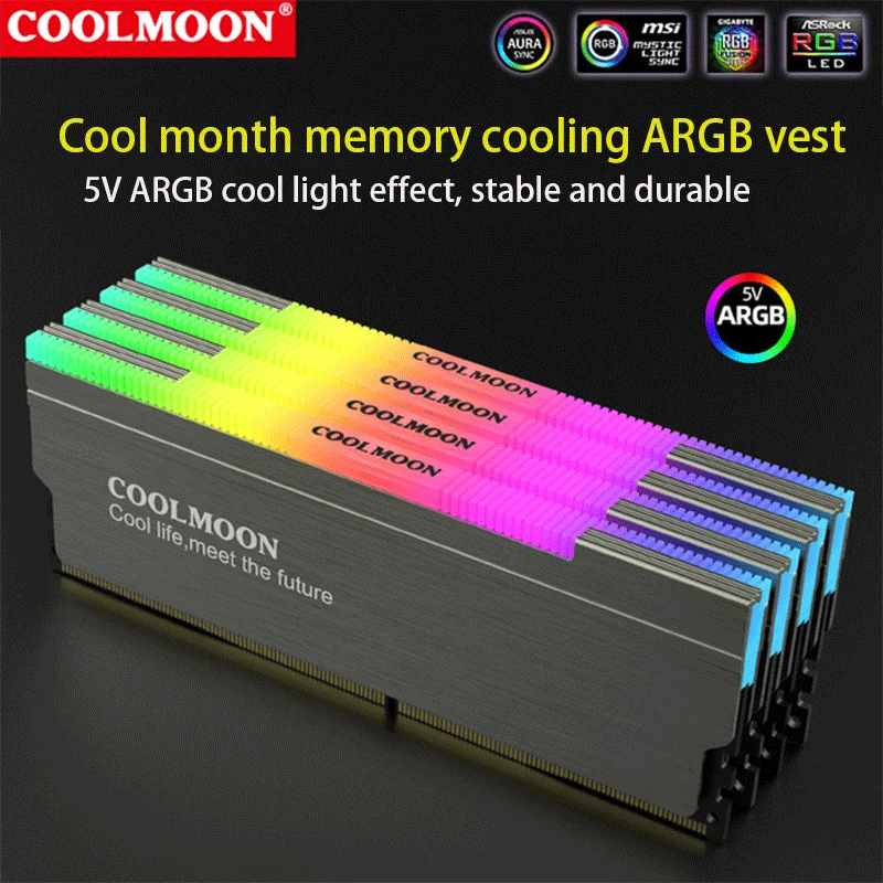 Coolmoon Atminties Vest RGB, RAM Šilumos Išsklaidymo, 5V 3Pin ARGB MB SYNC