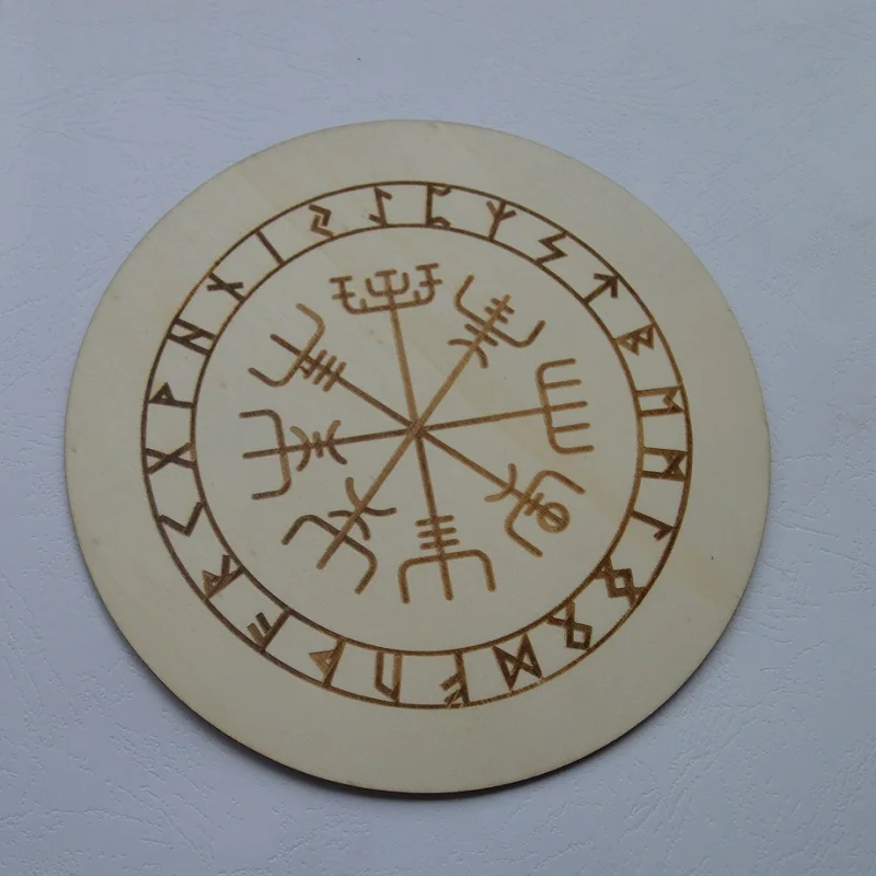 15cm Apvalios Medienos Altoriaus Plytelių/Padas su viking kompasas ,Pentagram raganavimas prekių Būrimą kilimėlis wicca rekvizitai Papuošalai