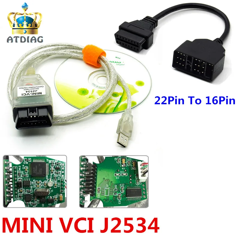 MINI VCI FT232RL V12.00.127 Žalia Chip PCB 22Pin Auto Diagnostikos Sąsaja OBDII MINI-VCI J2534