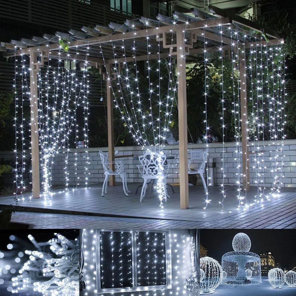 LED Eilutės Apšvietimas 3*3m 300leds Led Užuolaidų String Šviesos diodų (Led) Kalėdinė Girlianda Šalies Kiemo Langų Dekoro Pasakų Žibintai Kalėdos Vestuvių