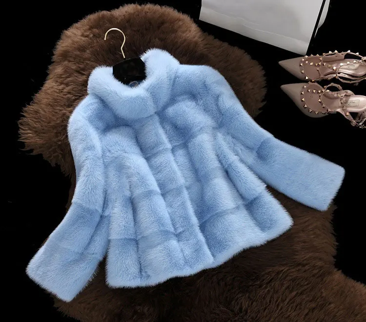 GACVGA 2019 m. Pavasario Žiemos Dirbtiniais Fox Fur Coat Slim Dirbtiniais Kailiais Atsitiktinis Šilta Striukė Moterims Padirbtų Kailių Paltai Plius Dydis manteau fourrurerure