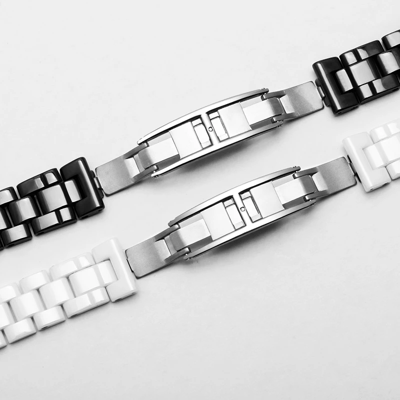 YOPO Aukštos Kokybės Perlų Keramikos watchband 16mm 19mm juoda balta apyrankės už J12 moterų ir vyrų Mados žiūrėti grandinės dovana įrankis