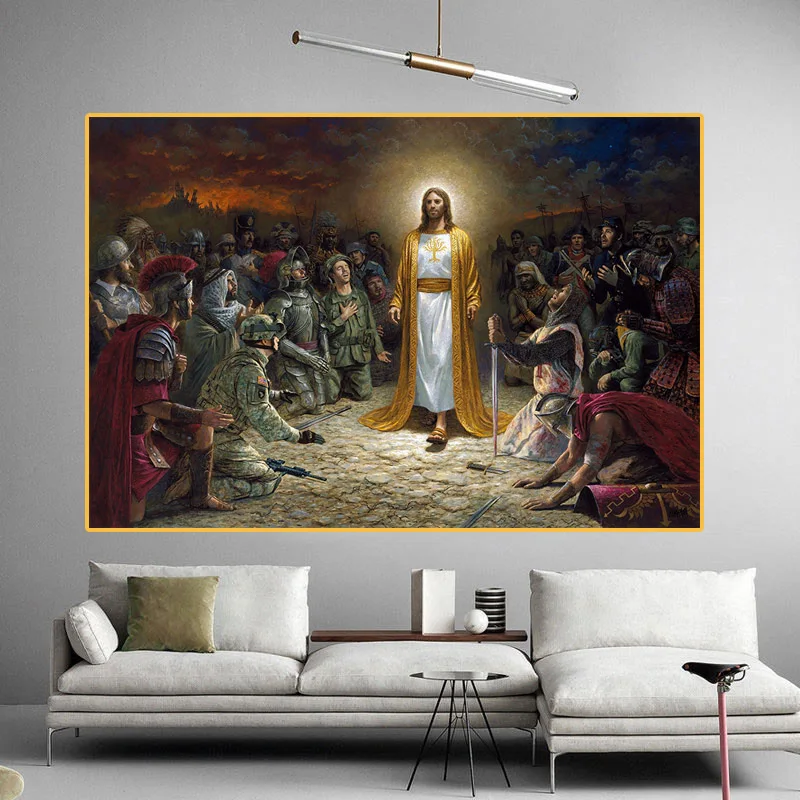 Krikščionių Jėzus Gelbsti Pasaulį Drobės Tapybos Cuadros Plakatus Spausdina Sienos Meno Kambarį Namų Dekoro (be Rėmelio)