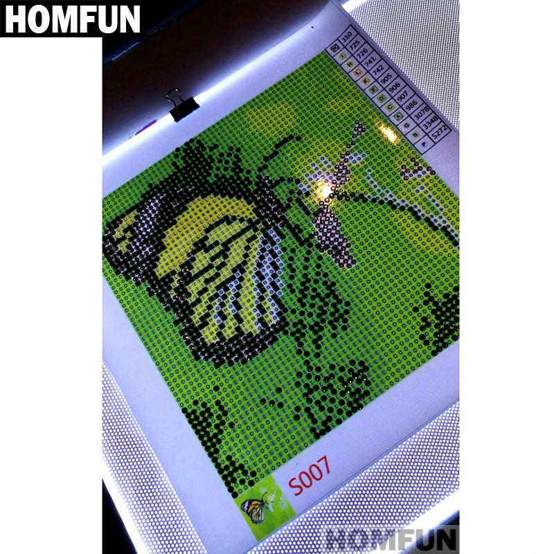 HOMFUN Plono 3.5 mm A4 LED Šviesos Planšetinio kompiuterio Mygtukai Taikomos ES/JK/AU/US/USB Kištukas, Diamond Siuvinėjimo Diamond Tapybos Kryželiu
