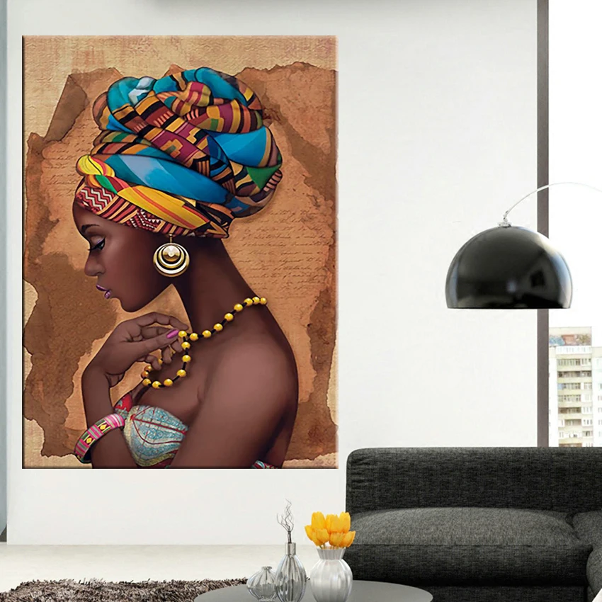 Afrikoje drobės tapybos Sienos Meno Tapybos Nuotraukų, Plakatų ir grafikos Juoda Moteris Ant drobės namų dekoro Sienos Nuotraukas Kambarį