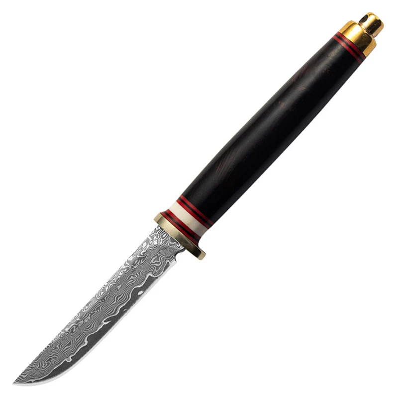 Nemokamas pristatymas VG10 Damaskas tiesiai peilis aštrus, lauko kempingas įrankis su medžio rankena Tiesus peilis