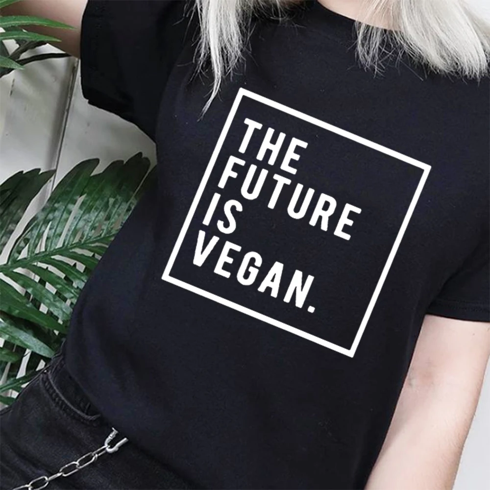 Ateitis Yra Veganai Spausdinti Vasaros Grafinis Tees Moterų Harajuku Estetinės Moterų marškinėliai Atsitiktinis Derliaus Viršūnes Tumblr Drabužius Hipster