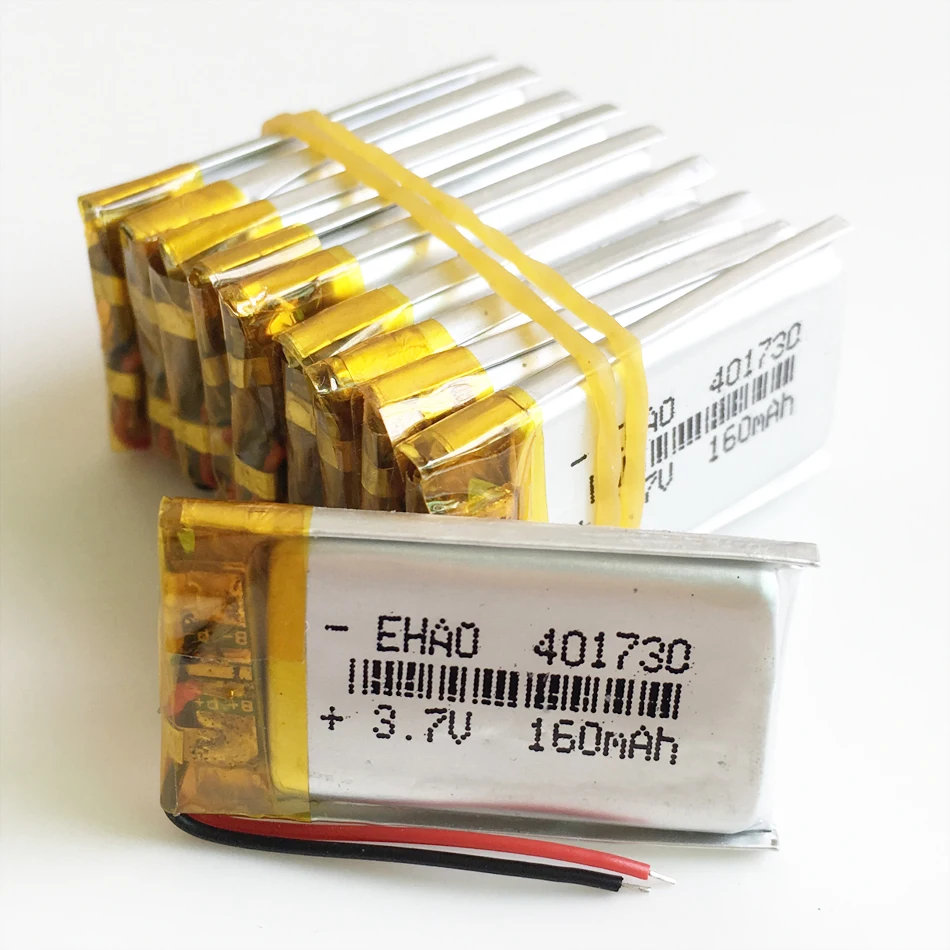 401730 3.7 V 160mAh Polimeras ličio Lipo baterijos įkrovimo individualų didmeninė CE, ROHS, FCC KAULŲ ir kokybės sertifikavimo