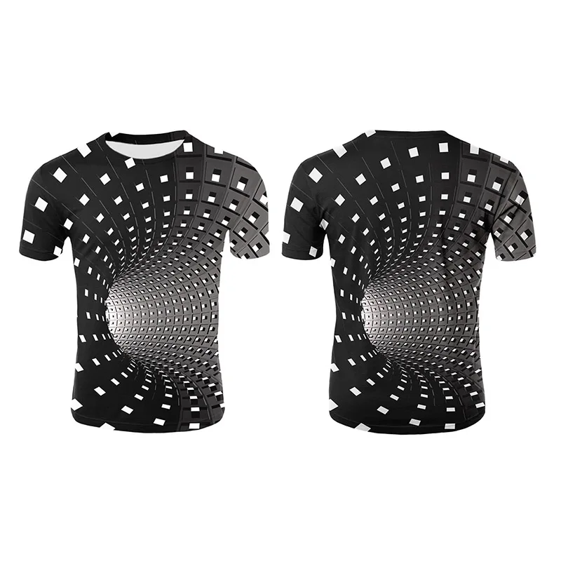 Vyrų, Moterų trumpomis Rankovėmis T-Shirt 3D Sukama Spausdinti Optinė Iliuzija Hipnozė Tee Viršūnes XRQ88