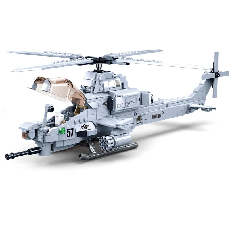 Karinės Karalius Jaeger Modeliai AH-1Z VIPER Malūnsparnį Ginkluotų Sraigtasparnių Kovotojas Blokai Kit Plytų Klasikinis Modelis Vaikams, Žaislai