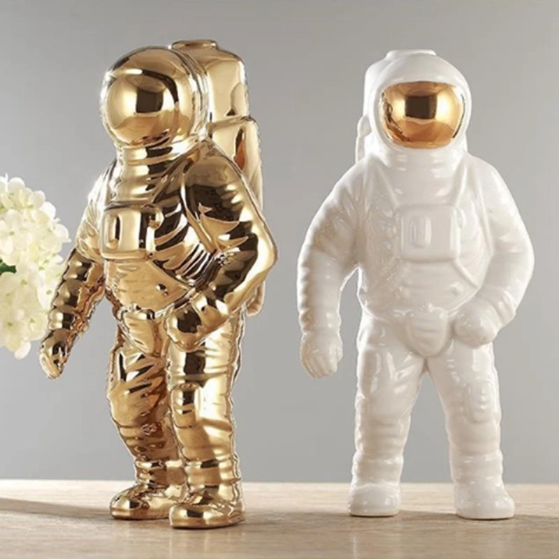 Aukso Vietos Žmogaus Skulptūra Astronautas Mados Vaza Kūrybos Šiuolaikinės Keramikos Kosmonautas Modelis Ornamentu Sodo Statula Namų Dekoracijos