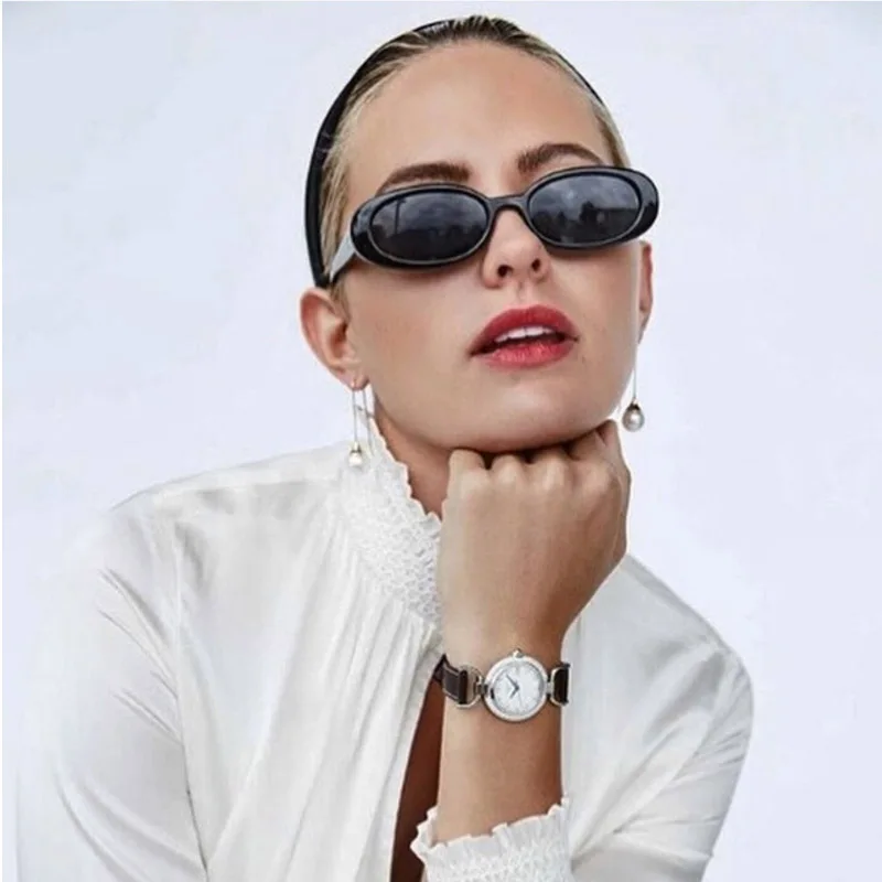 Retro Ovalo formos Akiniai nuo saulės Moterims Prekės ženklo Dizaineris Rožinė 2018 Vintage Retro Saulės akiniai Rėmeliai Ponios Mažųjų Saulės Akiniai Oculos De Sol Naujas
