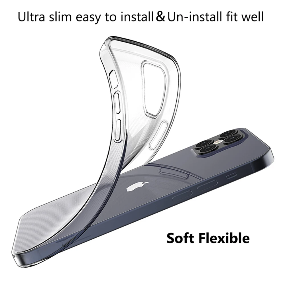 10vnt iPhone 12 Mini Pro Max Atveju Slim Krištolas Skaidrus, Minkštos TPU Galinį Dangtelį iPhone SE2 11 Pro Max X XS XR 8 7 6 Plius