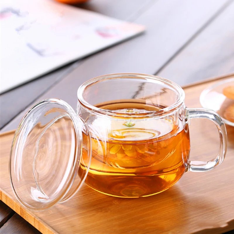 320ml puodelio arbatos puodelių Apvalus skaidrus gėlių teacup arbatos puodelis su infuser ir dangčio Arbatos nustatyti trijų dalių Europos stilius