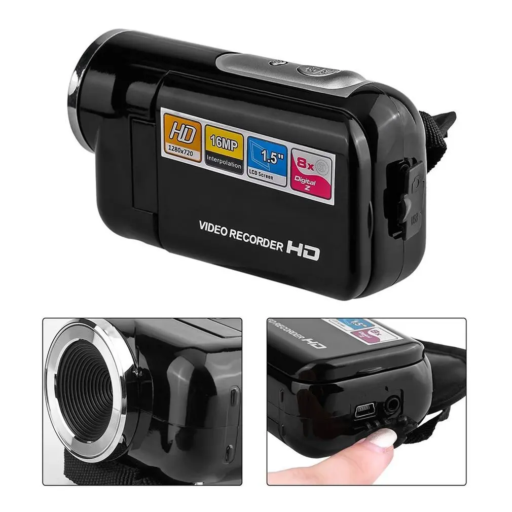 DV180 Fotoaparatas Black 16MP Mini Vaizdo Kamera Su 1.5
