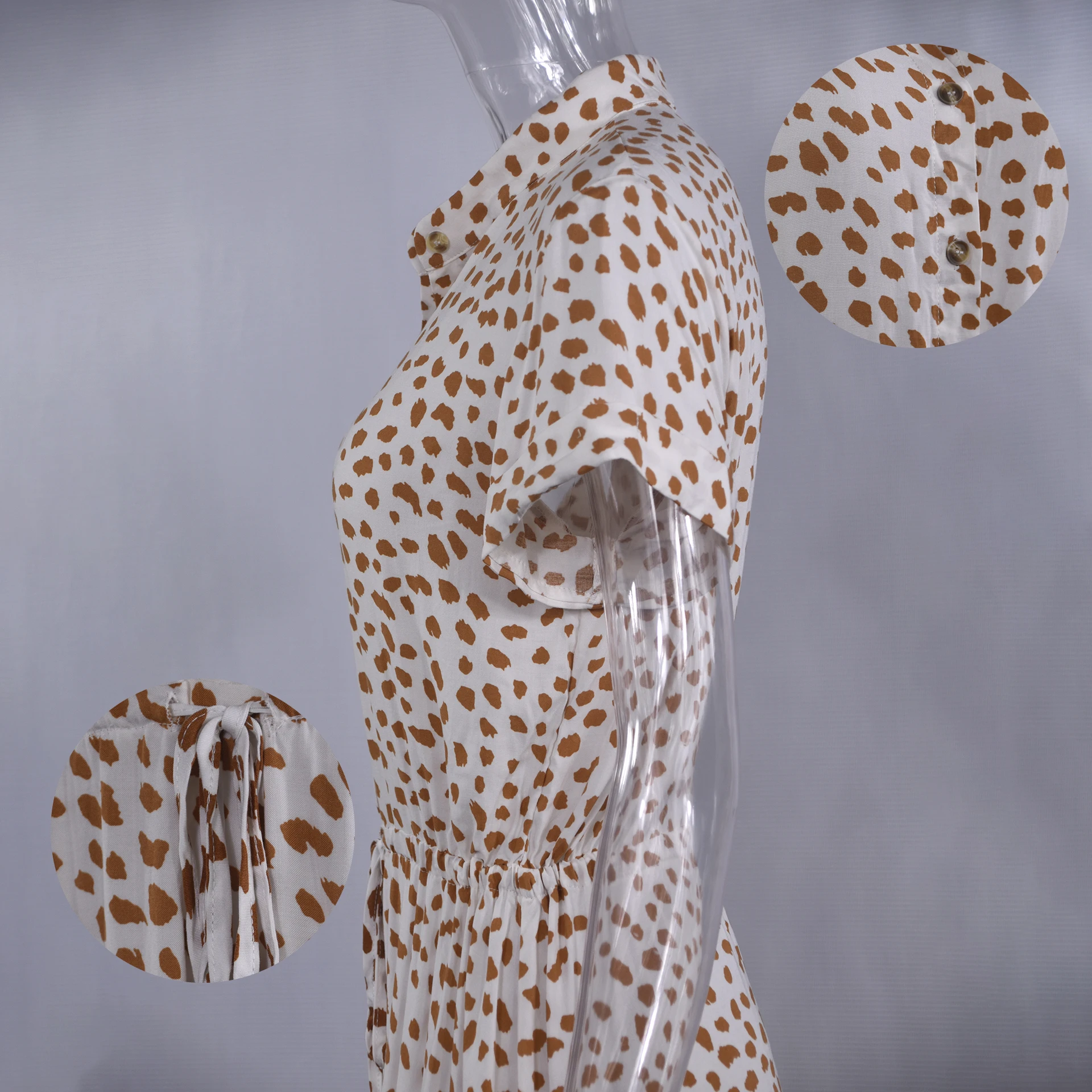 Leopard Print Suknelė Moterims Vasaros Atsitiktinis trumparankoviai Baltos Suknelės Mygtukai Ilgas Elegantiškas 2020 Mados Drabužiai Moterims Kasdien