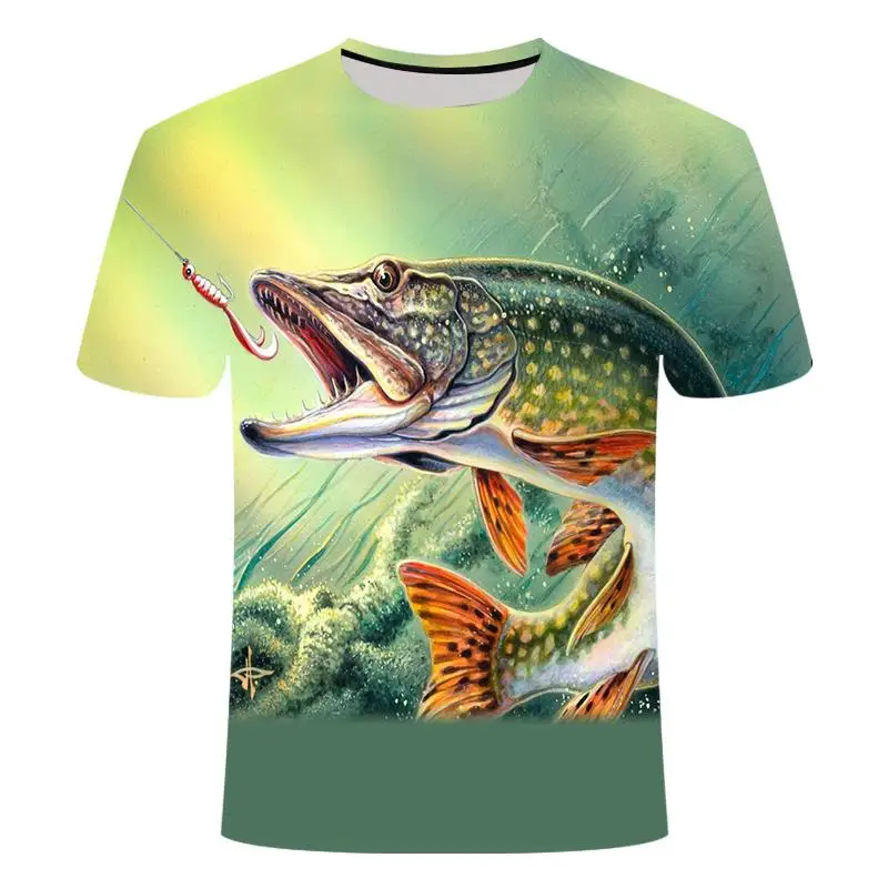Nauji vyriški laisvalaikio 3D atspausdintas marškinėliai Azijos t-shirt širdies formos žuvų-formos dizainas trumpas rankovės 3D Marškinėlius žuvų-formos marškinėliai