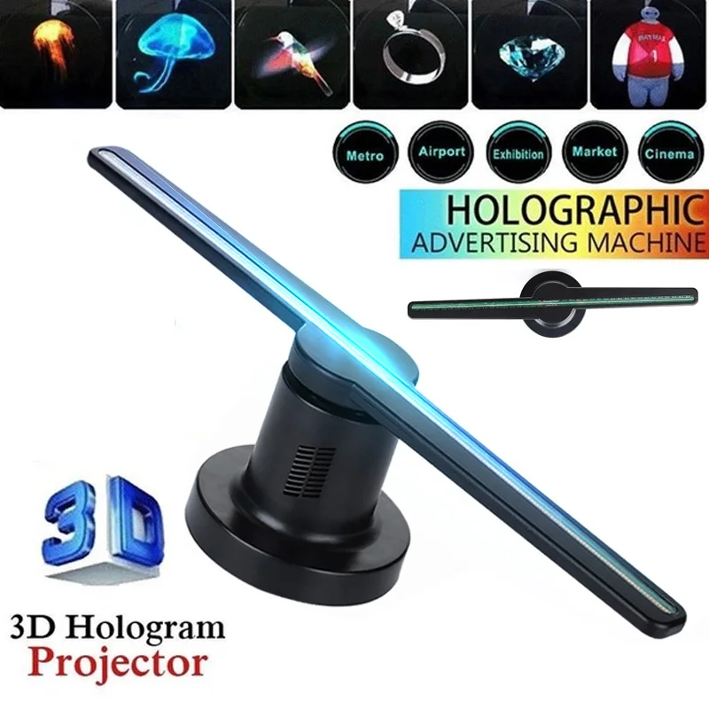 3D Holograma Projektorius, Šviesos, 100-240V LED Holografinio Vaizdo Dispaly Lempa Nuotolinio valdymo Plug-in Holograma Žaidėjas Wifi Ventiliatorius Šviesos