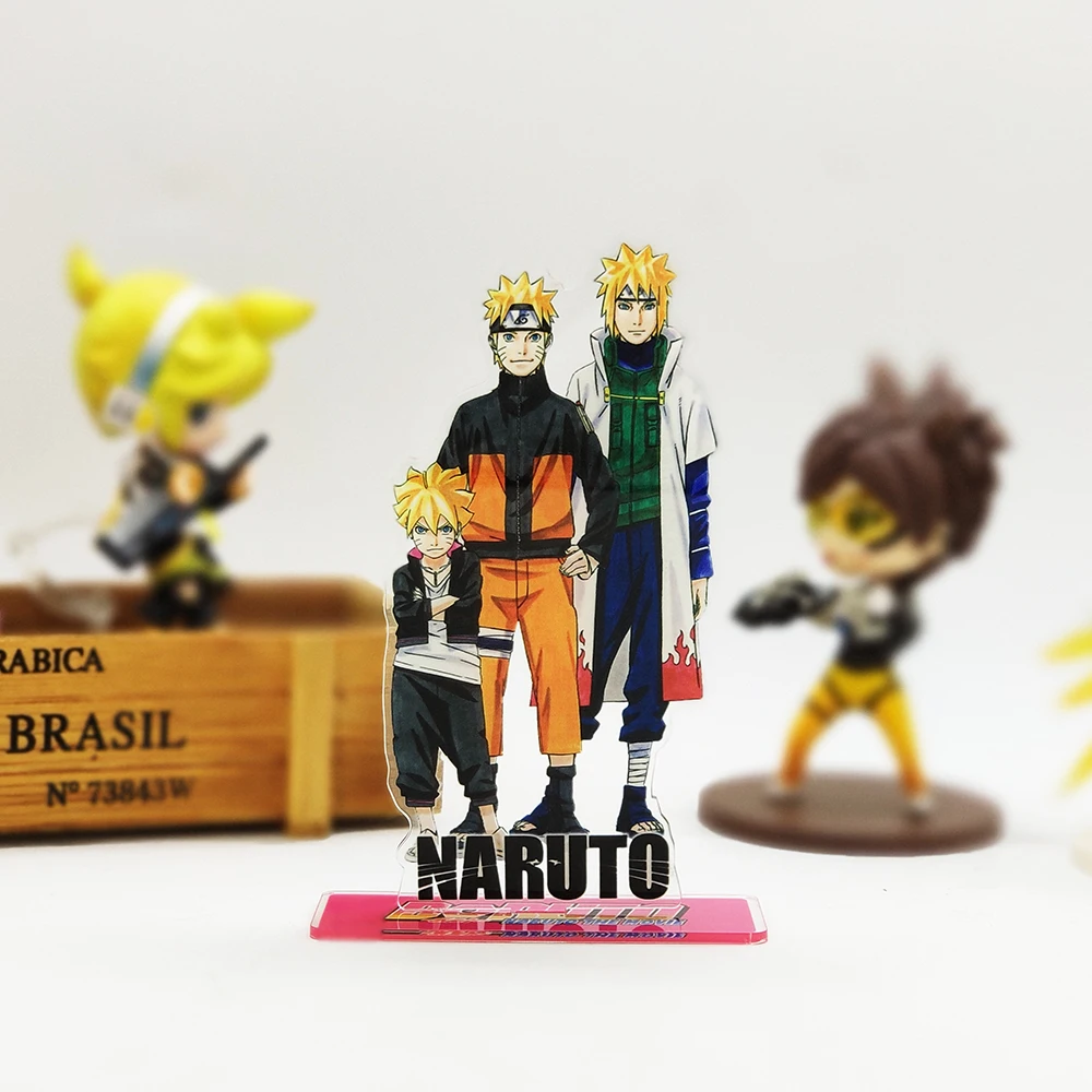 Meilė Ačiū Naruto šeimos tėvas ir sūnus Minato Boruto akrilo stovi paveikslas modelis plokštelės laikiklis tortas topper Japonų anime