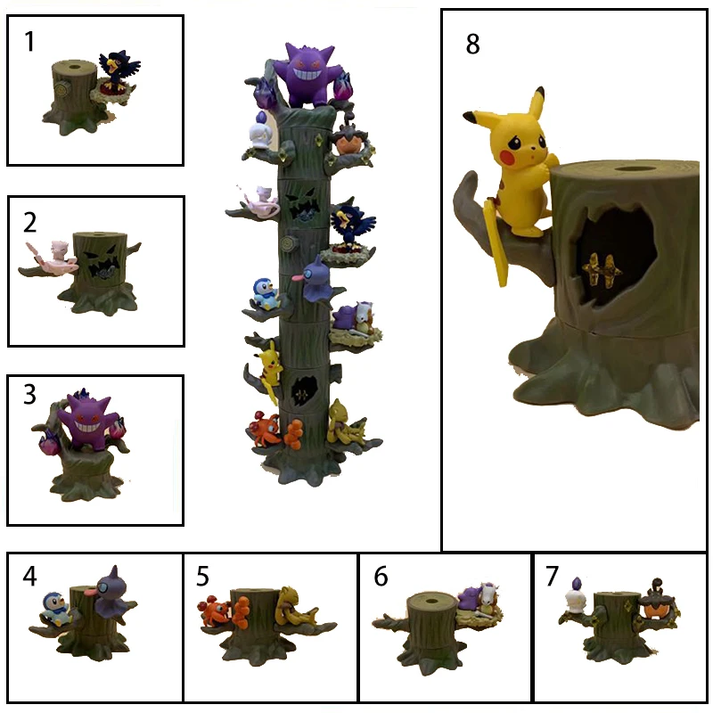 8in1 Surinkti Tomy Pokemon Lėlės, Žaislai Miško Kelmas Modelis Anime Duomenys Murkrow Pikachu Punktai Haunter Žaislai Vaikams