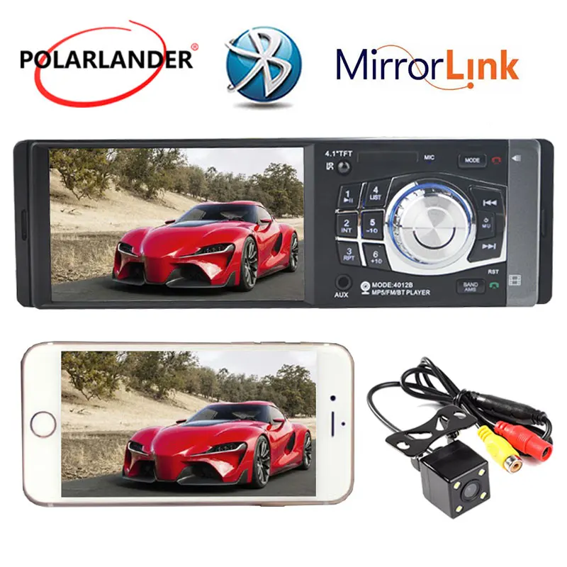 4.1 colių automobilio radijo mp5 grotuvas palaiko Bluetooth/ Galinio vaizdo Kamera /AUX/TF 1 DIN Auto radijo Veidrodis Nuorodą, Skirta 